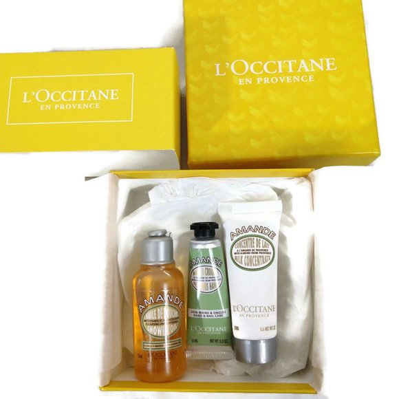 L'occitane Almond Shower Oil ,Body Milk, Hand cream Set X 3 New - Picture 1 of 5